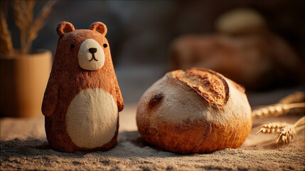 Cute Bear Bread Background Wallpaper