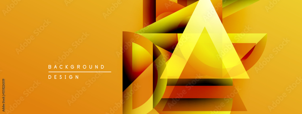 Aufkleber abstract geometric shapes overlap, creating vibrant orange, yellow gradients. modern design elements