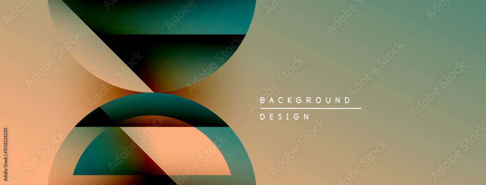 Aufkleber Abstract shapes overlap, creating gradient color transitions. Minimalist design with text elements for background or header use.