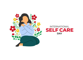 International Self Care day. 24 July. Template fir background with banner, poster and card. Vector illustration.