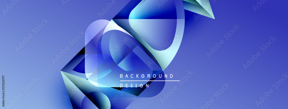 Poster Abstract blue design features flowing shapes, gradients, lines. Modern background with text overlaybackground, design.