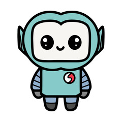 Funny cartoon robot. Cute robot vector illustration