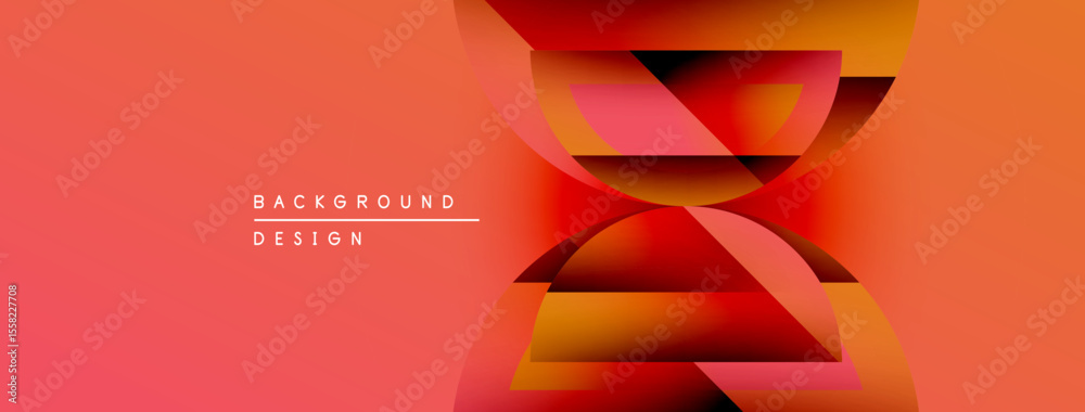 Poster Abstract geometric design. Red, orange gradients create dynamic visual effect. Modern background suitable for presentations, websites.