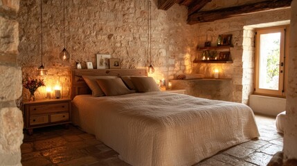 A warm, relaxing space with gentle bedside lighting