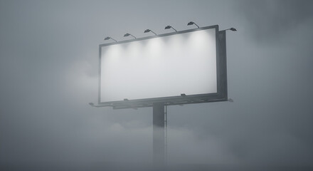 Obraz premium Blank billboard in a foggy atmosphere