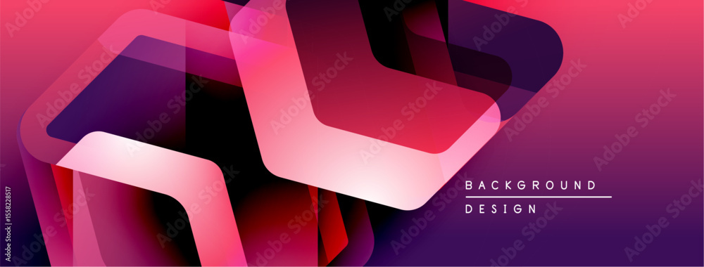 Poster Abstract geometric shapes overlap, creating vibrant pink, red gradients. Modern design suggests dynamic energy, visual interest.