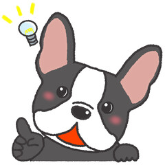 ひらめいた表情のフレンチブルドッグのイラスト