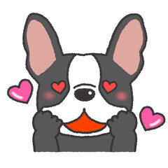 うっとりした表情のフレンチブルドッグのイラスト