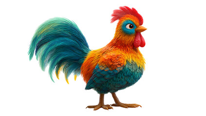 Fototapeta premium Vibrant Rooster Portrait: A colorful rooster with an eye-catching plumage and a proud stance, a symbol of farm life.