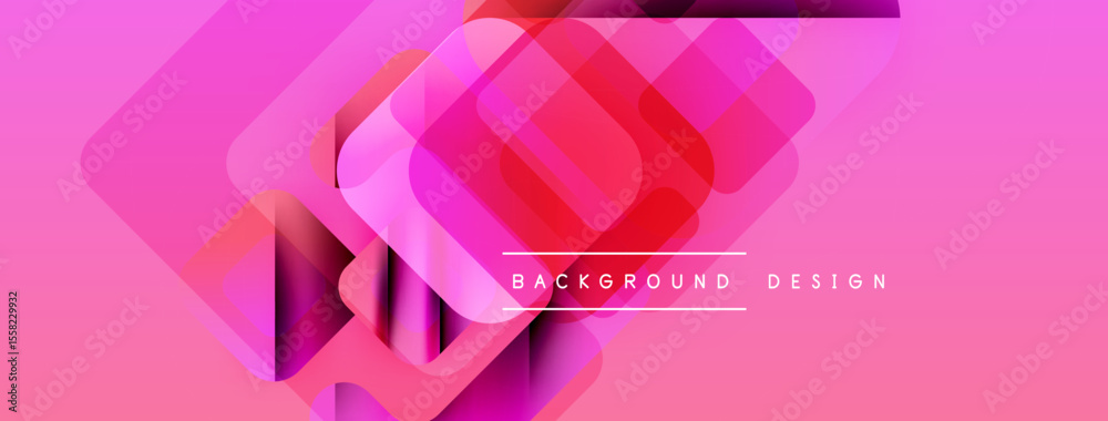 Aufkleber Abstract pink background. Overlapping squares create layered effect. Modern design with gradient hues, simple text elements.