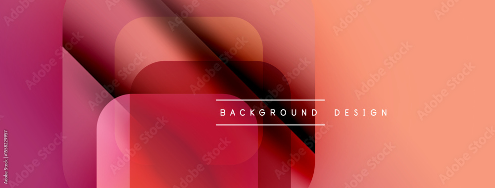 Poster Abstract geometric shapes, gradients, warm colors. Modern design elements create dynamic visual composition. Minimalist aesthetic.