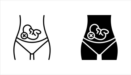 Abortion icon set. Pregnancy loss symbol. Pregnancy miscarriage, infant loss. Birth control, womb baby. vector illustration on white background