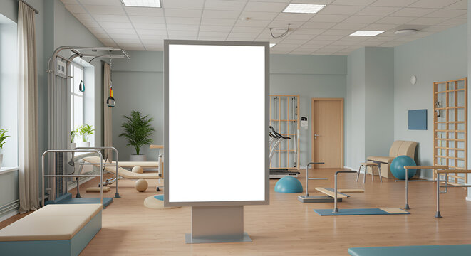 Blank billboard in a physiotherapy room