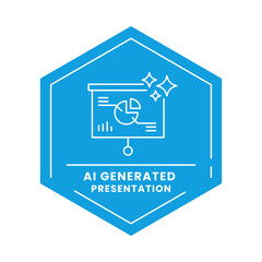 AI Presentation Maker Vector Icon. Presentation Board with Pie Chart. Automated Slide Creation, Digital Presentations, Smart Content Design, AI-Powered Presentation Tools, Presentation Automation.