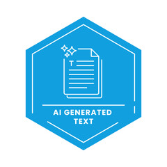 AI Generated Text Vector Icon. Document with Text Lines. Automated Content Creation, AI-Powered Text Generation, Smart Writing Tools, Digital Content Solutions.