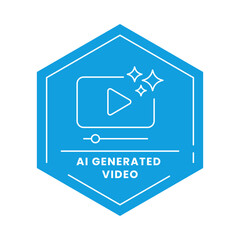 AI Generated Video Vector Icon. Video Player with Play Button. Automated Video Creation, Video Editing, AI-Powered Video Tools, Digital Media Solutions.