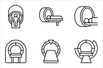 MRI and CT Scanner icon set. Medical imaging. Radiology doctor. Healthcare service. vector illustration on white background
