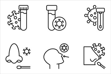 PCR test icon set. Polymerase chain reaction analysis. Medical examination for disease. vector illustration on white background