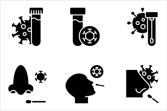 PCR test icon set. Polymerase chain reaction analysis. Medical examination for disease. vector illustration on white background