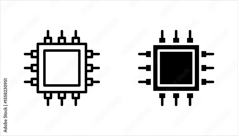 Poster processor icon set, micro chip processor icon vector element design template web, vector illustratio