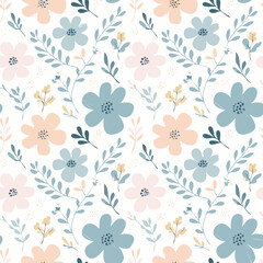 Obraz premium Floral Seamless Pattern – Elegant Botanical Background Design