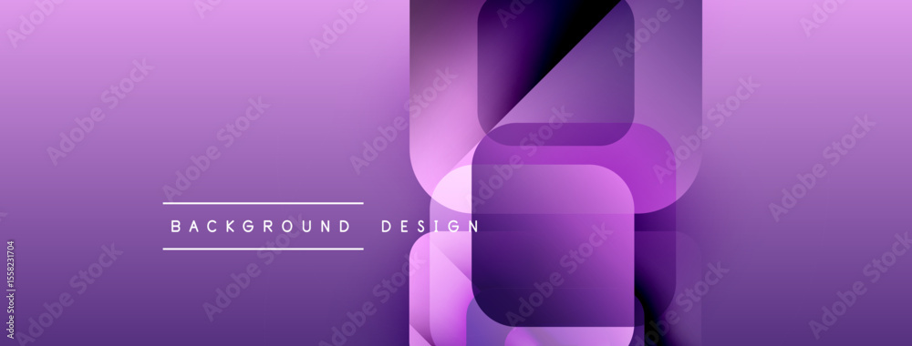 Aufkleber Abstract purple gradient background. Geometric shapes overlap creating modern design. Text reads background design. Minimalist aesthetic.