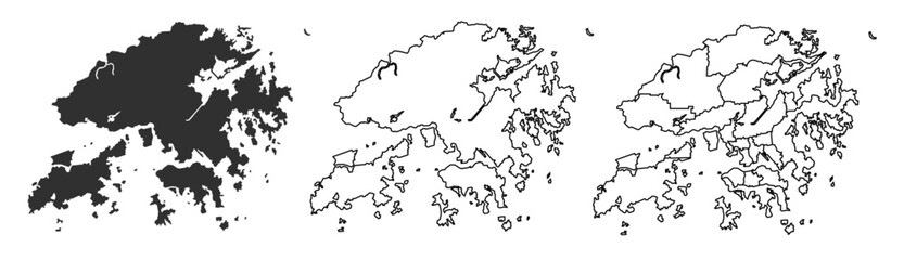 Hong Kong map – vector illustration of districts and urban layout
