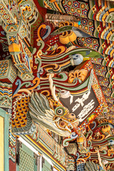 View at the decoration of buildings in the Beomeosa Temple Komlex near Busan - South Korea