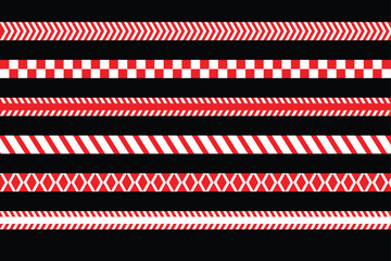 white and red caution warning tape set for industrial safety, road, construction, hazard area. vector illustration with transparent background