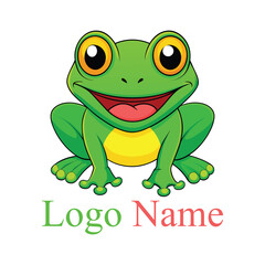 Smiling Cartoon Frog Logo Template