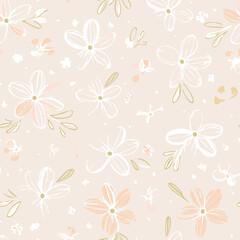 Fototapeta premium Floral Seamless Pattern – Elegant Botanical Background Design