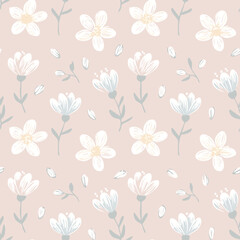 Fototapeta premium Floral Seamless Pattern – Elegant Botanical Background Design