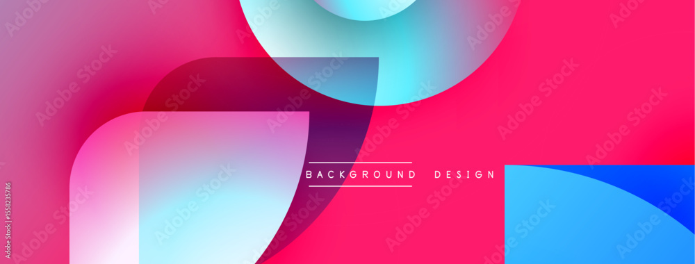 Poster abstract vibrant background. overlapping shapes create dynamic colorful composition. pink, blue hues
