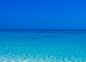 The summer vacation background with Nature on the beach and sea ocean blue water summer  barrier reef