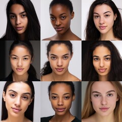 Nine representative of a modelling agency. White and Black women