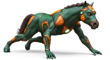 Fototapeta premium Futuristic horse with armor crawling