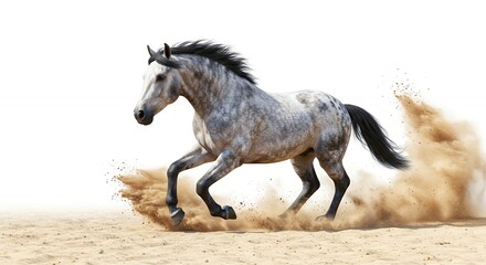 Obraz premium Gray horse galloping