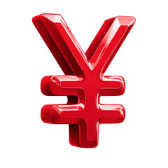 Obraz premium Red Yen Symbol Financial Strength and Currency 3D Illustration for on transparent background