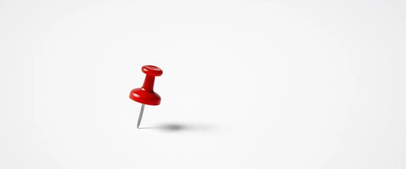 Sharp macro shot of a single pushpin on pristine white,  macro,   metal