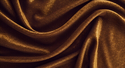 Rich, golden brown fabric drapes