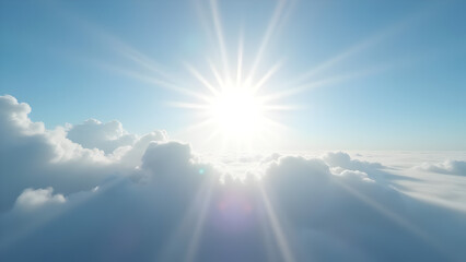 Radiant Sunlight Bursting Through a Sea of Clouds, Creating a Heavenly Vista