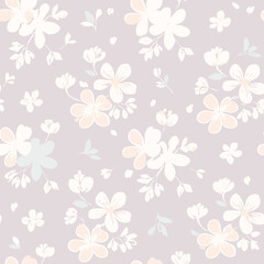 Fototapeta premium Floral Seamless Pattern – Elegant Botanical Background Design