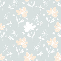 Fototapeta premium Floral Seamless Pattern – Elegant Botanical Background Design