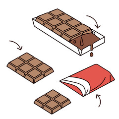 Hand Drawn Chocolate Bar Vector – Sweet Cocoa Snack Illustrations