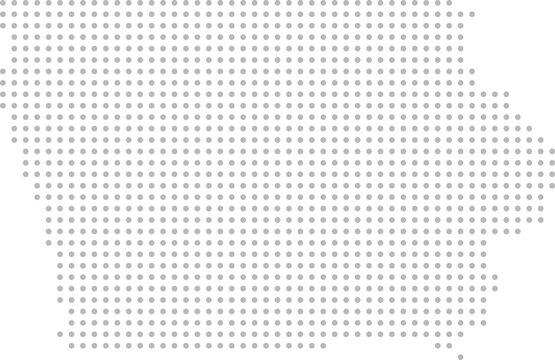 Iowa, United States – circle dot grid vector map (Albers equal area conic projection, PPT-compatible & fully editable)