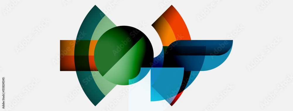 Aufkleber Abstract shapes overlap, creating dynamic composition. Colors blend, forming interesting visual effect. Modern design, clean aesthetic.