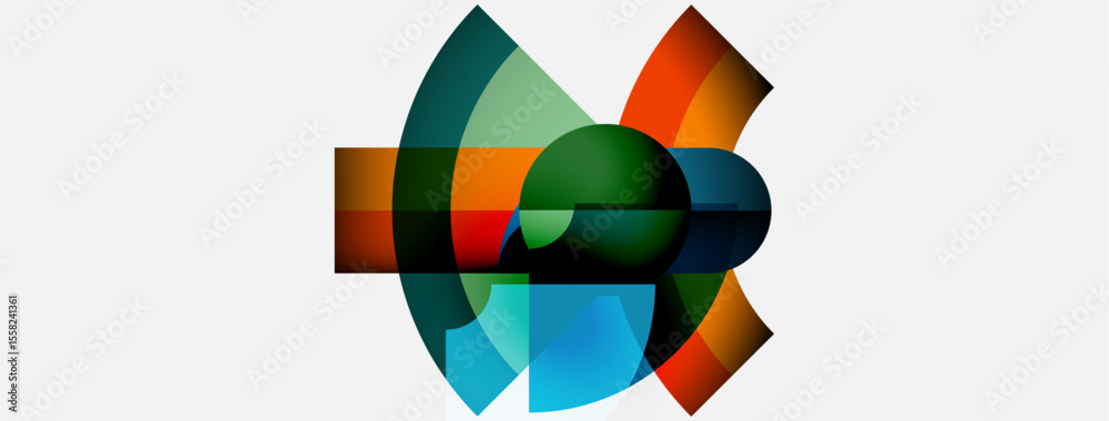 Aufkleber Abstract geometric design. Overlapping colorful shapes create dynamic circular composition. Modern, vibrant, minimalist aesthetic.