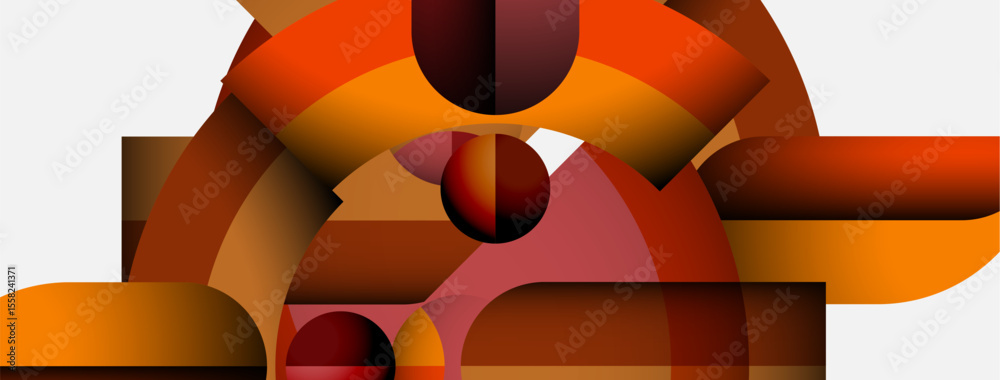Aufkleber Abstract composition. Geometric shapes overlap, creating warm color palette. Minimalist design, modern aesthetic. Smooth gradients present.