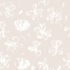 Fototapeta premium Floral Seamless Pattern – Elegant Botanical Background Design
