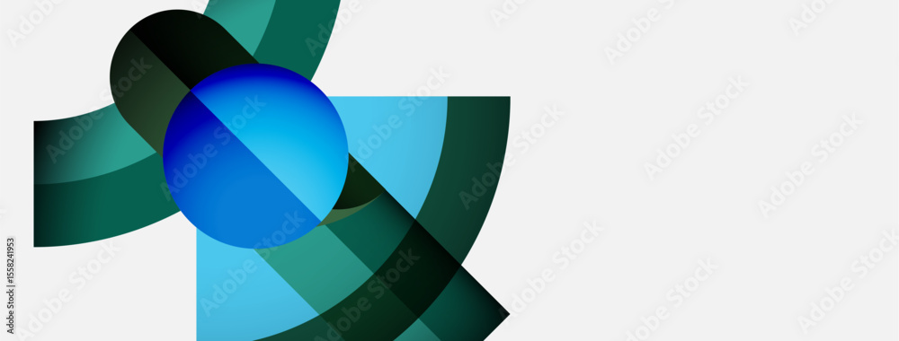 Aufkleber Abstract design features overlapping blue, green shapes. Minimalist composition with gradient effects. Clean, modern aesthetic. Simple, geometric forms dominate.